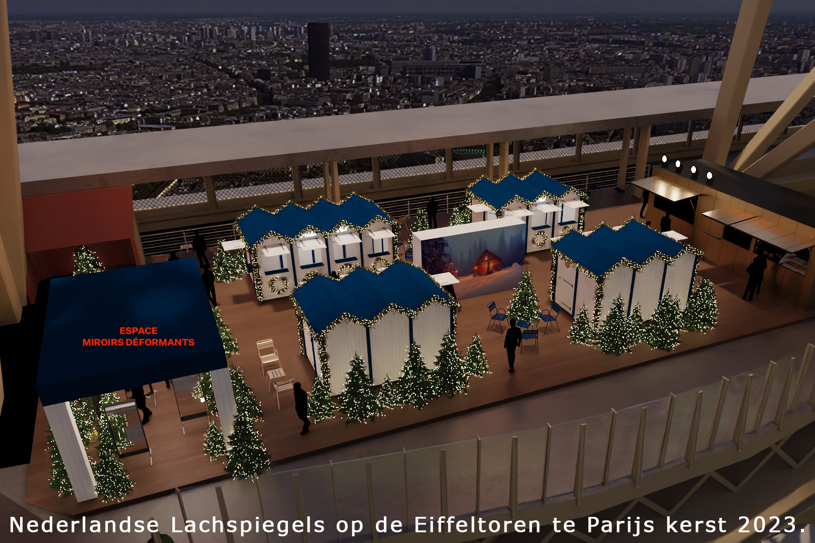 Miroirs de rire au 1er étage de la Tour Eiffel. Noël 2023 